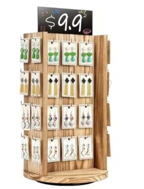 Jewelry Display Rotating Stand 40 Hook Earring Organizer Advertising Board
